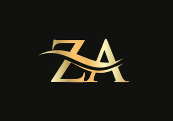 ZA Letter Linked Logo for business and company identity. Creative Letter ZA Logo Vector Template. - obrazy, fototapety, plakaty
