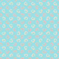 Abstract seamless pattern with cute colored elements. Hand drawn simple design texture with chaotic shapes. Texture for wallpaper, background, scrapbook. Vector illustration.