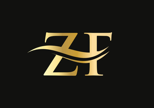Minimalist Letter ZF Logo Design with water wave concept. ZF letter logo design