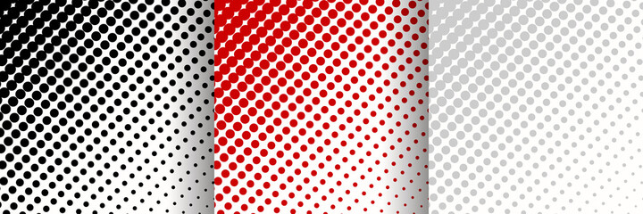 abstract halftone spiral line pattern red white background set in three colors 