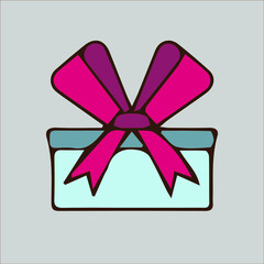 Gift Icon. Prize Symbol. Presented in Orange Line Art Style.