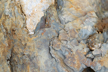 Close up view of mineral rock piece, stone background