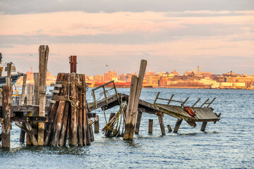 Twisted Pier from Hurricane Sandy, in Staten Island New York