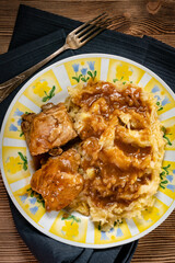 Delicious pork ribs stewed in gravy.