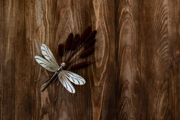 toy dragonfly on a wooden background