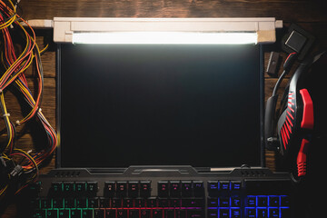 Blank screen computer display with copy space.