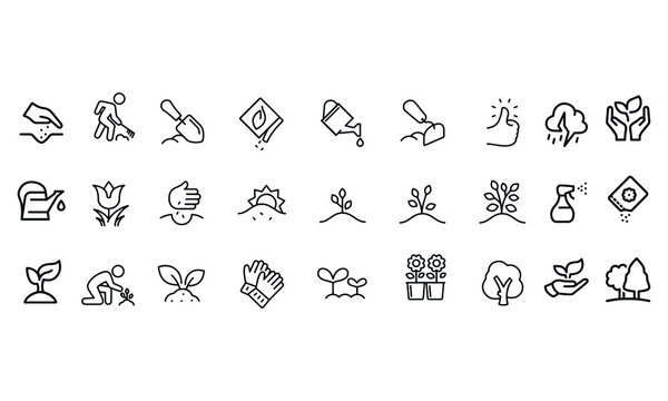 Planting and Growing icons vector design