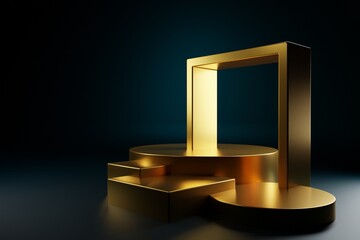 Golden podium for product presentation mockup