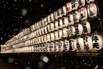 東京都　浅草　冬の提灯