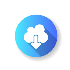 Download blue flat design long shadow glyph icon. Getting your personal information from remote cloud storage. Mobile interface element, ui icon. Silhouette RGB color illustration