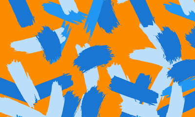 Abstract blue chaotic shape on orange background.