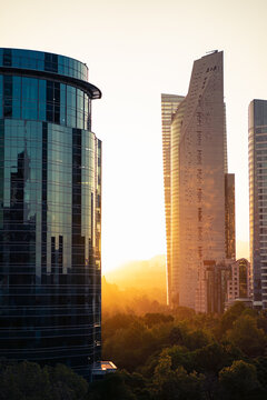 Paseo de la reforma a la puesta de sol