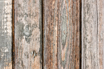 Fototapeta premium Wood texture. Raw brown wooden wall background. Rustic tree desk. Knots pattern. Countryside architecture wall. Village building construction. Old wood background.