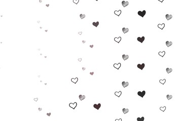 Light Gray vector background with Shining hearts.