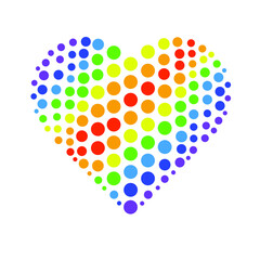 Rainbow heart. Colorful balls of all colors of the rainbow, arranged in the shape of a heart.The concept of LGBT. Vector colorful illustration. Valentine's day. The concept of rainbow love. 