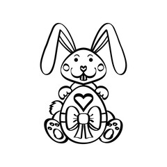 Easter bunny rabbit with egg isolated on white background