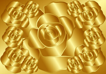ゴールドグラデーションバラの背景素材