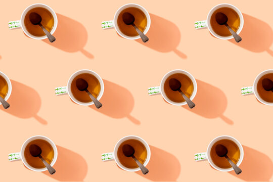 Pattern of mugs of herbal tea
