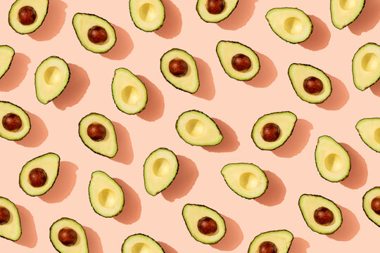 Pattern of halved avocados