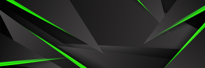 Black and green modern material vector header with a hexagonal mesh. Design banner with polygonal grid and blank space for your logo. Abstract website design