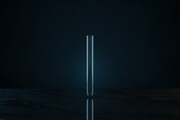 Chemistry glassware with dark background, 3d rendering.