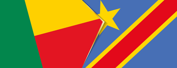 Benin and DR Congo flags, two vector flags.
