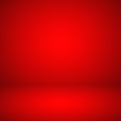 Empty red studio abstract background with spotlight effect. Product showcase backdrop.