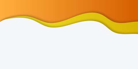 Yellow paper cut banner with 3D slime abstract background and yellow waves layers. Abstract layout design for brochure and flyer. Paper art vector illustration