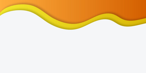 Yellow paper cut banner with 3D slime abstract background and yellow waves layers. Abstract layout design for brochure and flyer. Paper art vector illustration