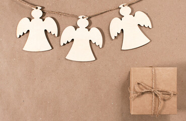 christmas background angels and gift