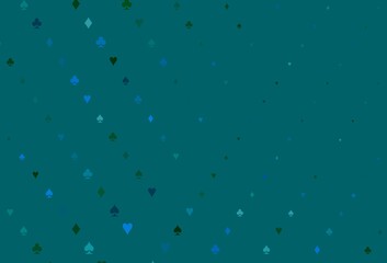 Light Blue, Green vector texture with playing cards.