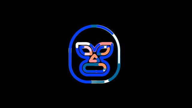 Circles gather in symbol luchador. After it crumbles in a line and moves to the camera. Alpha channel black