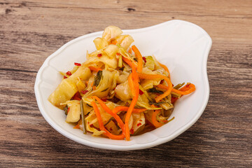 Spicy pickled cabbage with carrot