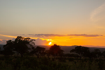 View of the sunset in the serengeti