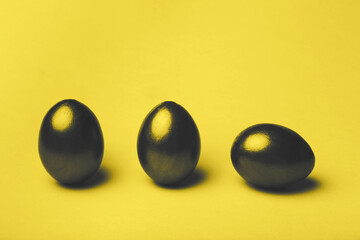Easter eggs on a yellow background.