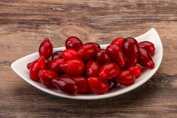 Sweet and ripe cornel berries