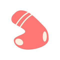 Pastel red ornate flat vector abstract element. Decorative RGB color clipart. Winter season. Merry Christmas. New Year ornament. Noel adornment. Festive isolated organic shape on white background