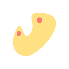 Yellow ornate flat vector abstract element. Christmas ornament RGB color clipart. Festive seasonal greeting, adornment. Winter season decorative isolated organic shape on white background