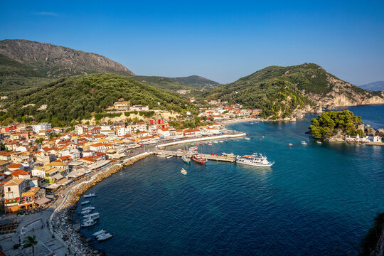 Greece, Preveza, Parga, Resort town on Ionian coast in summer