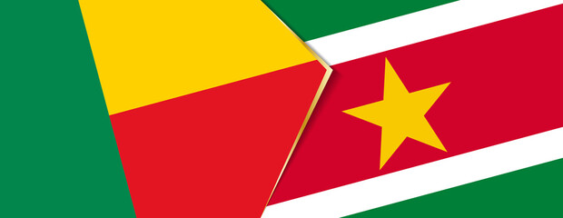 Benin and Suriname flags, two vector flags.