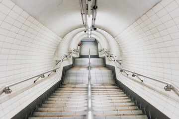 UK, England, London, White clean staircase in railroad station