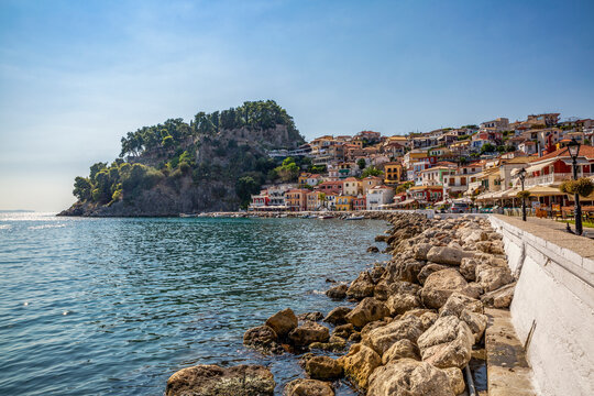 Greece, Preveza, Parga, Resort town on Ionian coast in summer