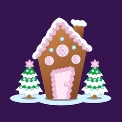 Gingerbread house and christmas tree.