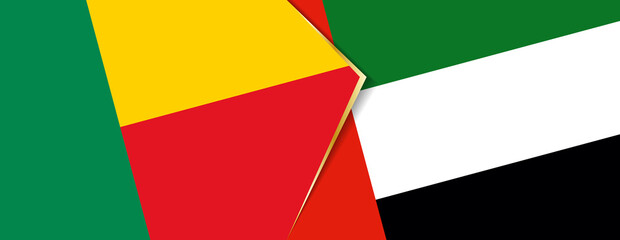 Benin and United Arab Emirates flags, two vector flags.