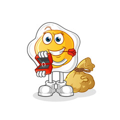 fried eggs propose and holding ring character. cartoon mascot vector
