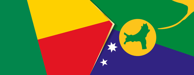 Benin and Christmas Island flags, two vector flags.