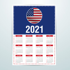United States Calendar 2021- Country Flag Banner - Happy New Year