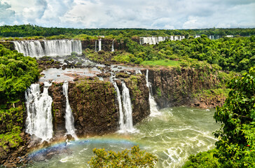 Rainbow at Iguazu Falls, the largest waterfall in the world. UNESCO world heritage in Brazil and Argentina