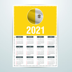 Vatican City Calendar 2021- Country Flag Banner - Happy New Year