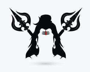 Lord mahadev trendy graphic silhouette design with trishul in background.
